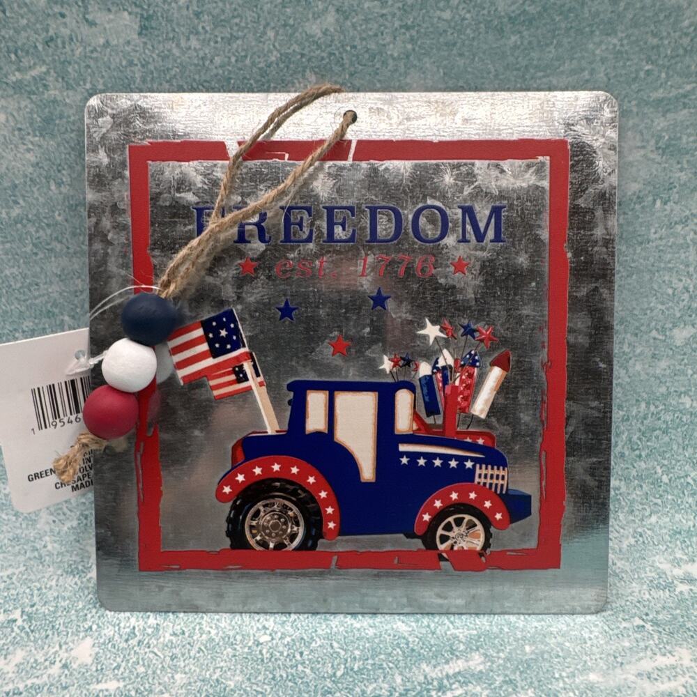 4TH OF JULY, PATRIOTIC, USA Hanging Sign Red, White, Blue SHIPS FREE